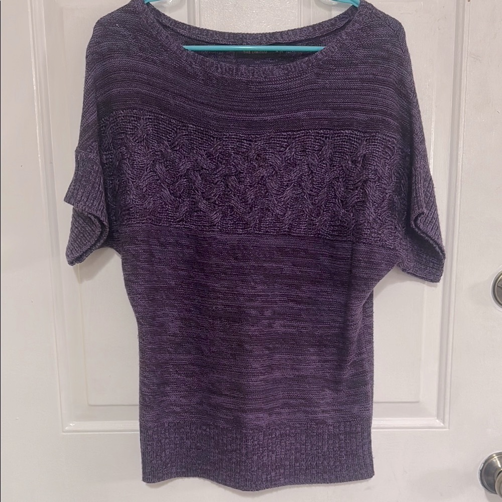 The Limited Purple Dolman Sweater with Cable Knit